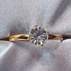 Gold-Plated CZ Solitaire Ring
